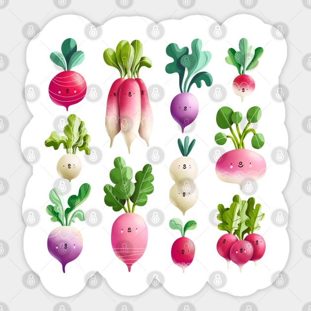 Fresh farm market radish Sticker by Stolenpencil